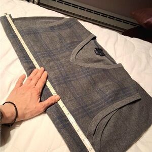 Lands' End Gray Plaid V-Neck Sweater Vest